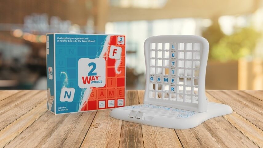 Game box and game for "2 Way Words"