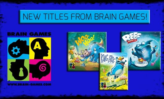 New titles from Brain Games banner showing Brain Games logo and three of their games