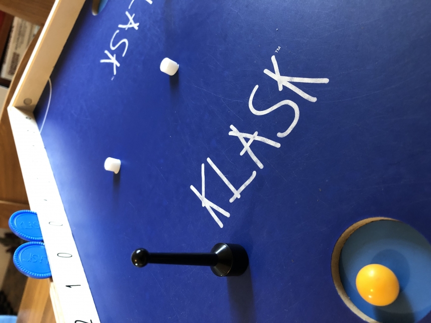 Close up of Klask board