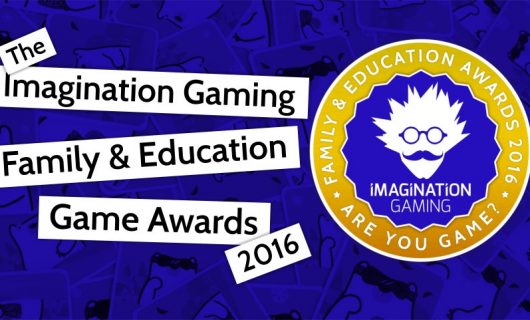 The Imagination Gaming Family & Education Game Awards 2016 banner with Imagination Gaming Logo