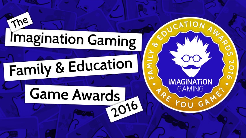 The Imagination Gaming Family & Education Game Awards 2016 banner with Imagination Gaming Logo