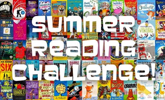 Summer Reading Challenge text over images of book covers